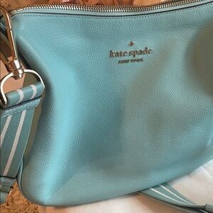 Kate Spade Pebbled Leather Celeste Blue Crossbody Bag With silver hardware